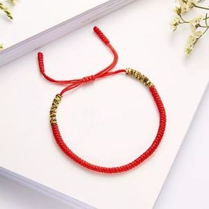NEW Red Unisex Lucky Vintage Tibetan Buddhist Love Rope Sliding Adjustable Cuff